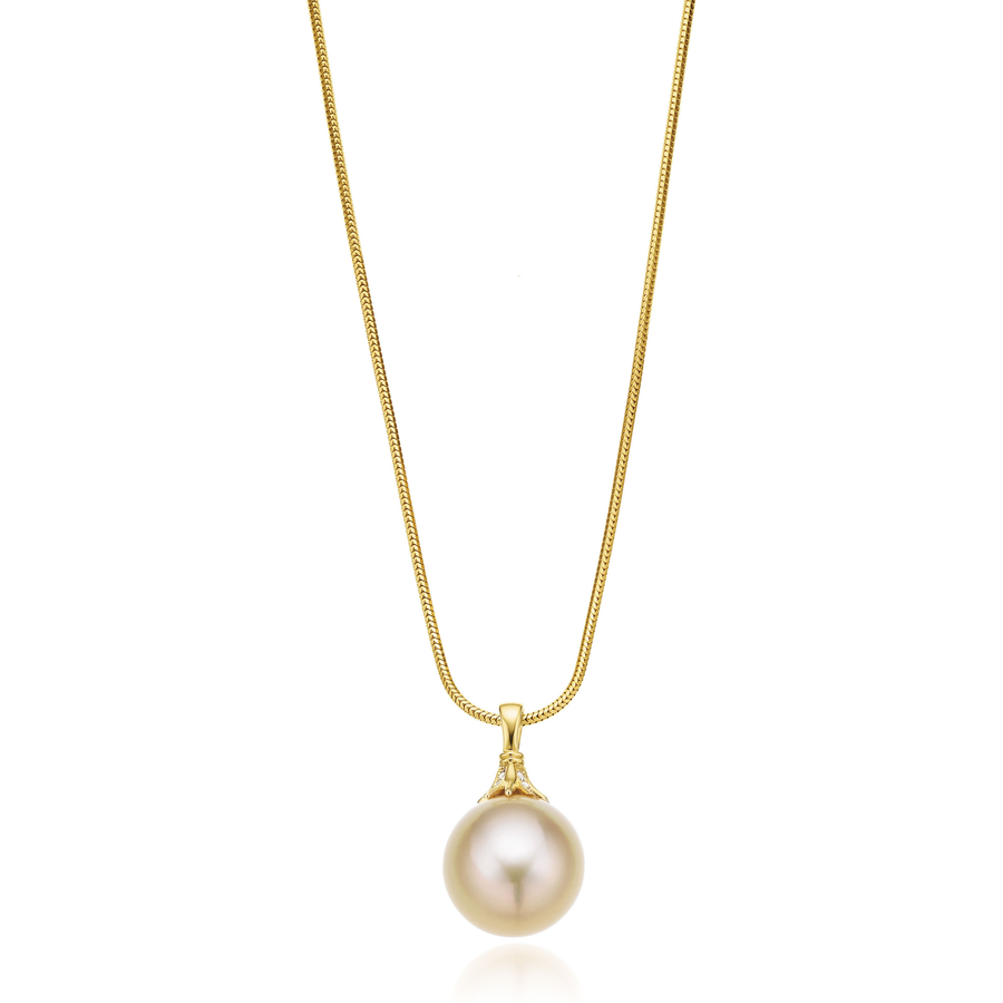Perla by Autore 18ct Yellow Gold 12mm Gold South Sea Pearl & Diamond Set Pendant