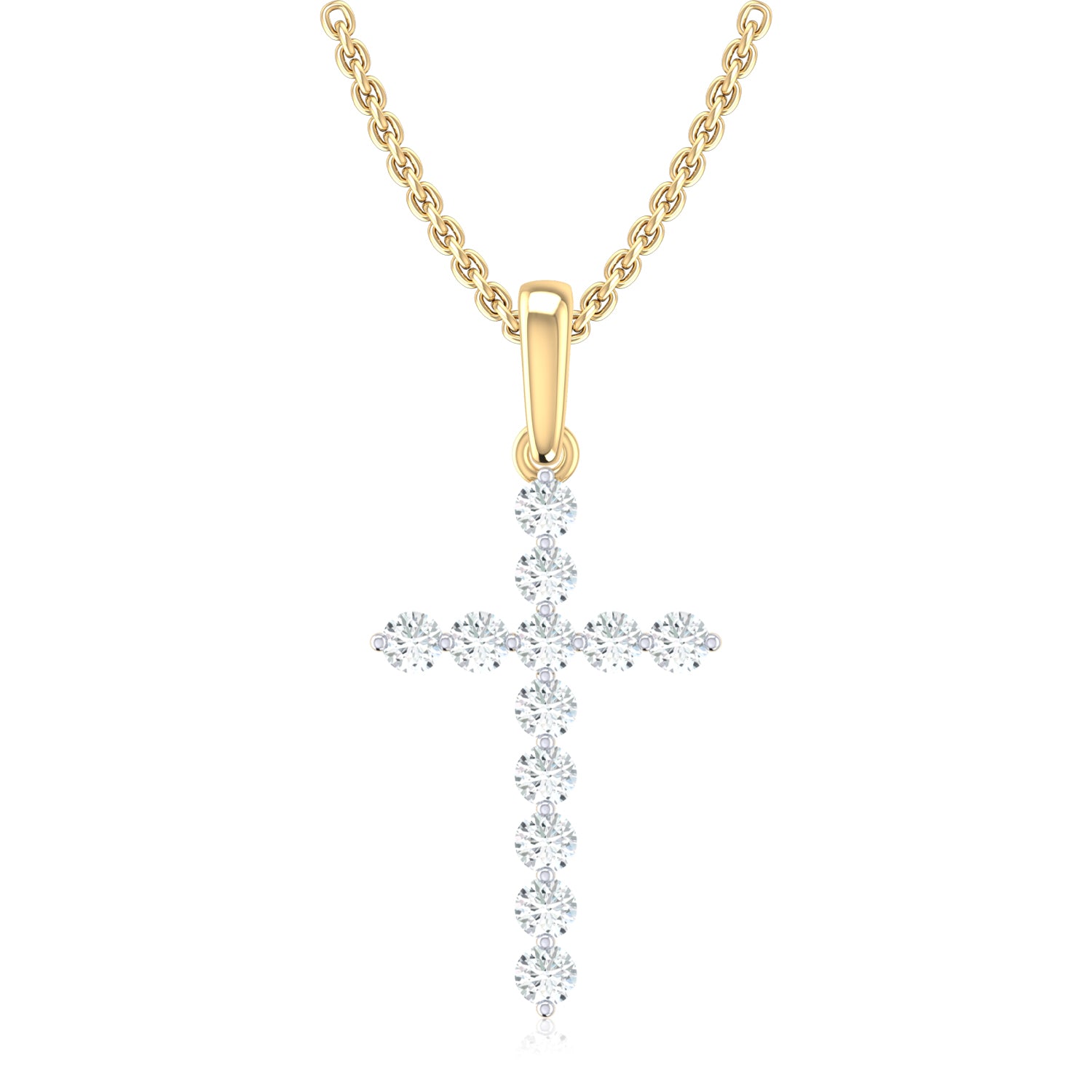 9ct Yellow Gold Round Cut 0.25 Carat tw Diamond Cross Pendant