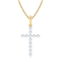 9ct Yellow Gold Round Cut 0.25 Carat tw Diamond Cross Pendant