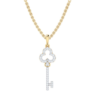 9ct Yellow Gold Round Brilliant Cut 0.15 Carat tw Diamond Key Pendant