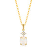 18ct Yellow Gold Oval Cut 9X7 mm 0.10 Carat tw Diamonds White Opal Pendant