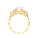 18ct Yellow Gold Oval Cut 9X7 mm 0.20 Carat tw Diamonds White Opal Ring