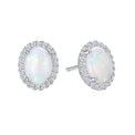 18ct White Gold Oval 8x6mm White Opal 0.20 Carat tw Stud Earrings