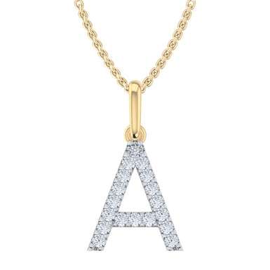 9ct Yellow Gold Round Cut 0.10 Carat tw Diamond Initial A Pendant