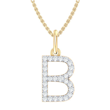 9ct Yellow Gold Round Cut 0.10 Carat tw Diamond Initial B Pendant