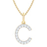 9ct Yellow Gold Round Cut 0.10 Carat tw Diamond Initial C Pendant