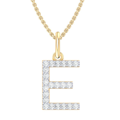 9ct Yellow Gold Round Cut 0.10 Carat tw Diamond Initial E Pendant