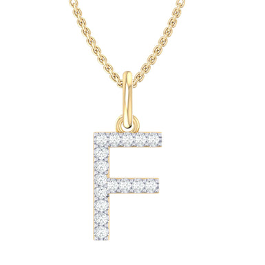 9ct Yellow Gold Round Cut 0.10 Carat tw Diamond Initial F Pendant