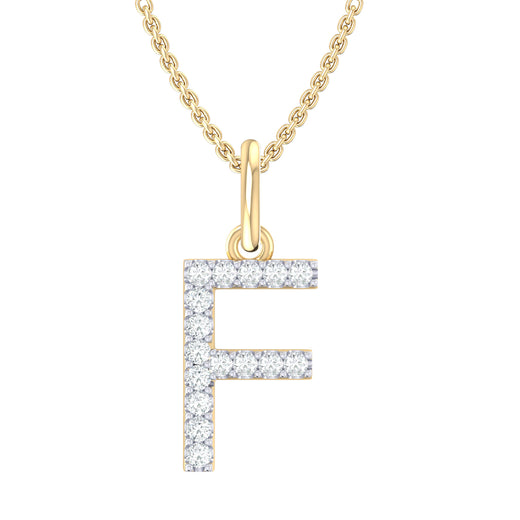 9ct Yellow Gold Round Cut 0.10 Carat tw Diamond Initial F Pendant