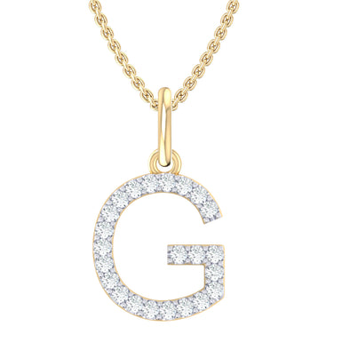 9ct Yellow Gold Round Cut 0.10 Carat tw Diamond Initial G Pendant