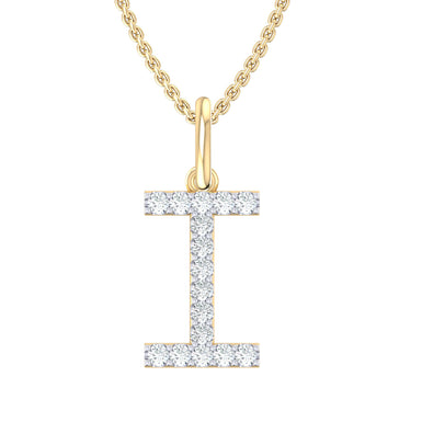 9ct Yellow Gold Round Cut 0.10 Carat tw Diamond Initial I Pendant