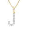 9ct Yellow Gold Round Cut 0.10 Carat tw Diamond Initial J Pendant
