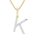 9ct Yellow Gold Round Cut 0.10 Carat tw Diamond Initial K Pendant