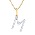 9ct Yellow Gold Round Cut 0.10 Carat tw Diamond Initial M Pendant