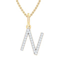 9ct Yellow Gold Round Cut 0.10 Carat tw Diamond Initial N Pendant