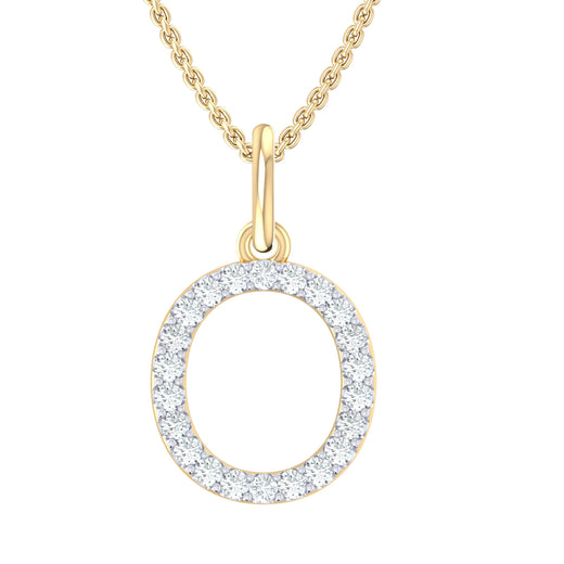 9ct Yellow Gold Round Cut 0.10 Carat tw Diamond Initial O Pendant