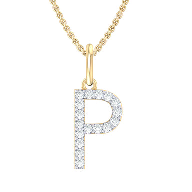 9ct Yellow Gold Round Cut 0.10 Carat tw Diamond Initial P Pendant