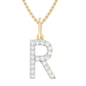 9ct Yellow Gold Round Cut 0.10 Carat tw Diamond Initial R Pendant