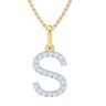 9ct Yellow Gold Round Cut 0.10 Carat tw Diamond Initial S Pendant