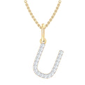 9ct Yellow Gold Round Cut 0.10 Carat tw Diamond Initial U Pendant