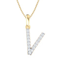 9ct Yellow Gold Round Cut 0.10 Carat tw Diamond Initial V Pendant