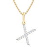 9ct Yellow Gold Round Cut 0.10 Carat tw Diamond Initial X Pendant
