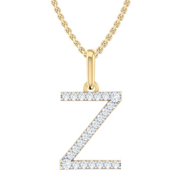 9ct Yellow Gold Round Cut 0.10 Carat tw Diamond Initial Z Pendant