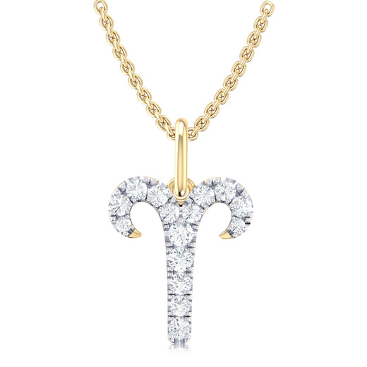 9ct Yellow Gold Round Brilliant Cut 0.15 Carat tw of Diamonds Aries Pendant