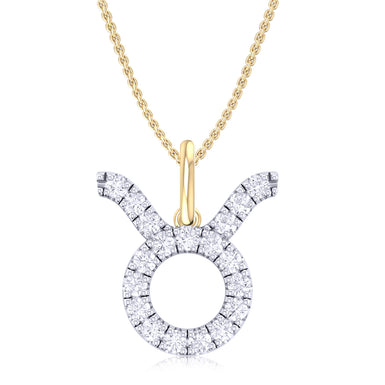 9ct Yellow Gold Round Brilliant Cut 0.15 Carat tw of Diamonds Taurus Pendant