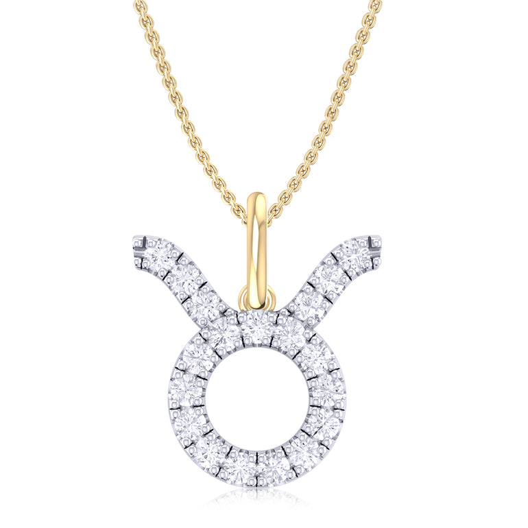 9ct Yellow Gold Round Brilliant Cut 0.15 Carat tw of Diamonds Taurus Pendant