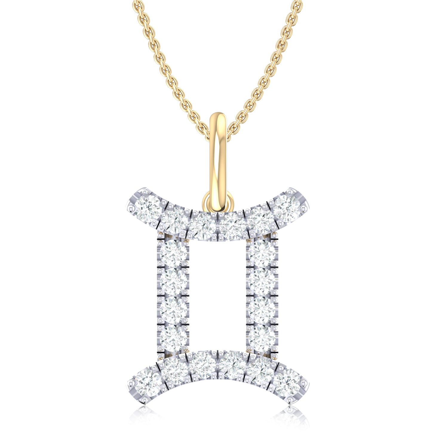 9ct Yellow Gold Round Brilliant Cut 0.15 Carat tw of Diamonds Gemini Pendant
