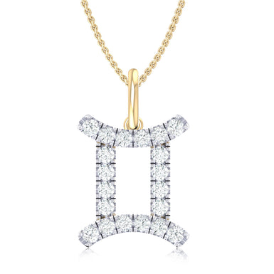 9ct Yellow Gold Round Brilliant Cut 0.15 Carat tw of Diamonds Gemini Pendant