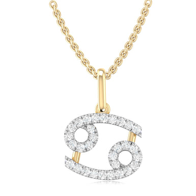 9ct Yellow Gold Round Brilliant Cut 0.15 Carat tw of Diamonds Cancer Pendant