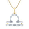9ct Yellow Gold Round Cut 0.15 Carat tw of Diamonds Libra Pendant