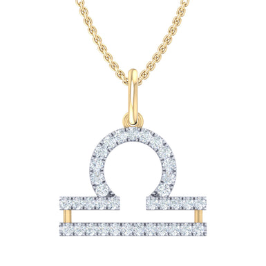 9ct Yellow Gold Round Cut 0.15 Carat tw of Diamonds Libra Pendant
