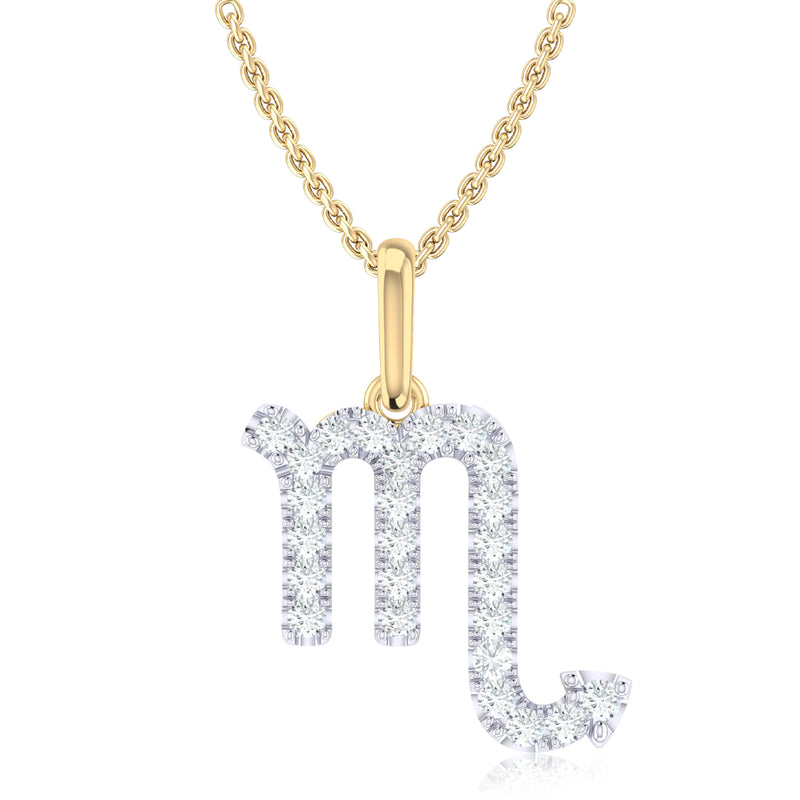 9ct Yellow Gold Round Brilliant Cut 0.15 Carat tw of Diamonds Scorpio Pendant