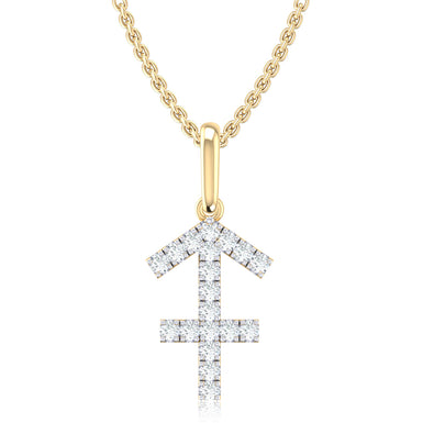 9ct Yellow Gold Round Brilliant Cut 0.15 Carat tw of Diamonds Sagittarius Pendant