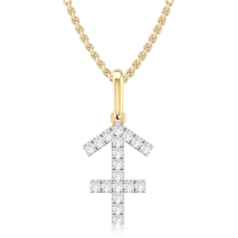 9ct Yellow Gold Round Brilliant Cut 0.15 Carat tw of Diamonds Sagittarius Pendant