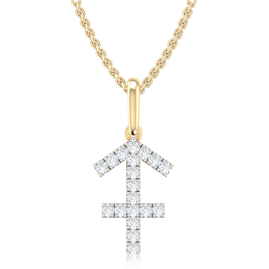 9ct Yellow Gold Round Brilliant Cut 0.15 Carat tw of Diamonds Sagittarius Pendant