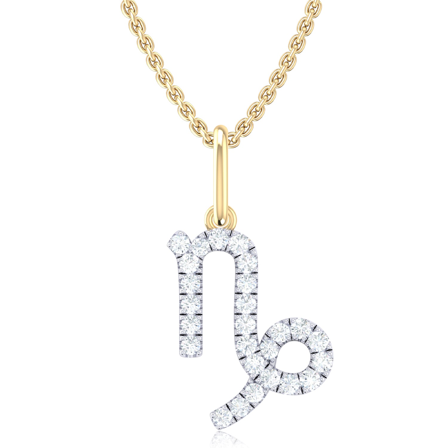 9ct Yellow Gold Round Brilliant Cut 0.15 Carat tw of Diamonds Capricorn Pendant