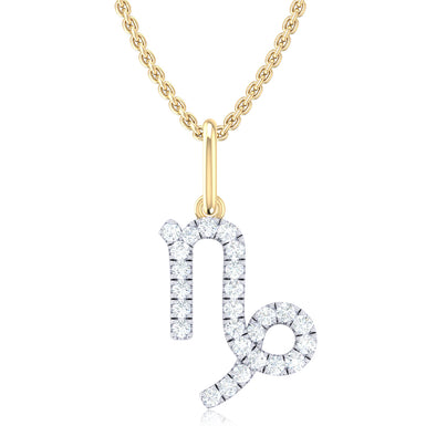 9ct Yellow Gold Round Brilliant Cut 0.15 Carat tw of Diamonds Capricorn Pendant