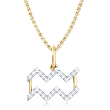 9ct Yellow Gold Round Brilliant Cut 0.15 Carat tw of Diamonds Aquarius Pendant