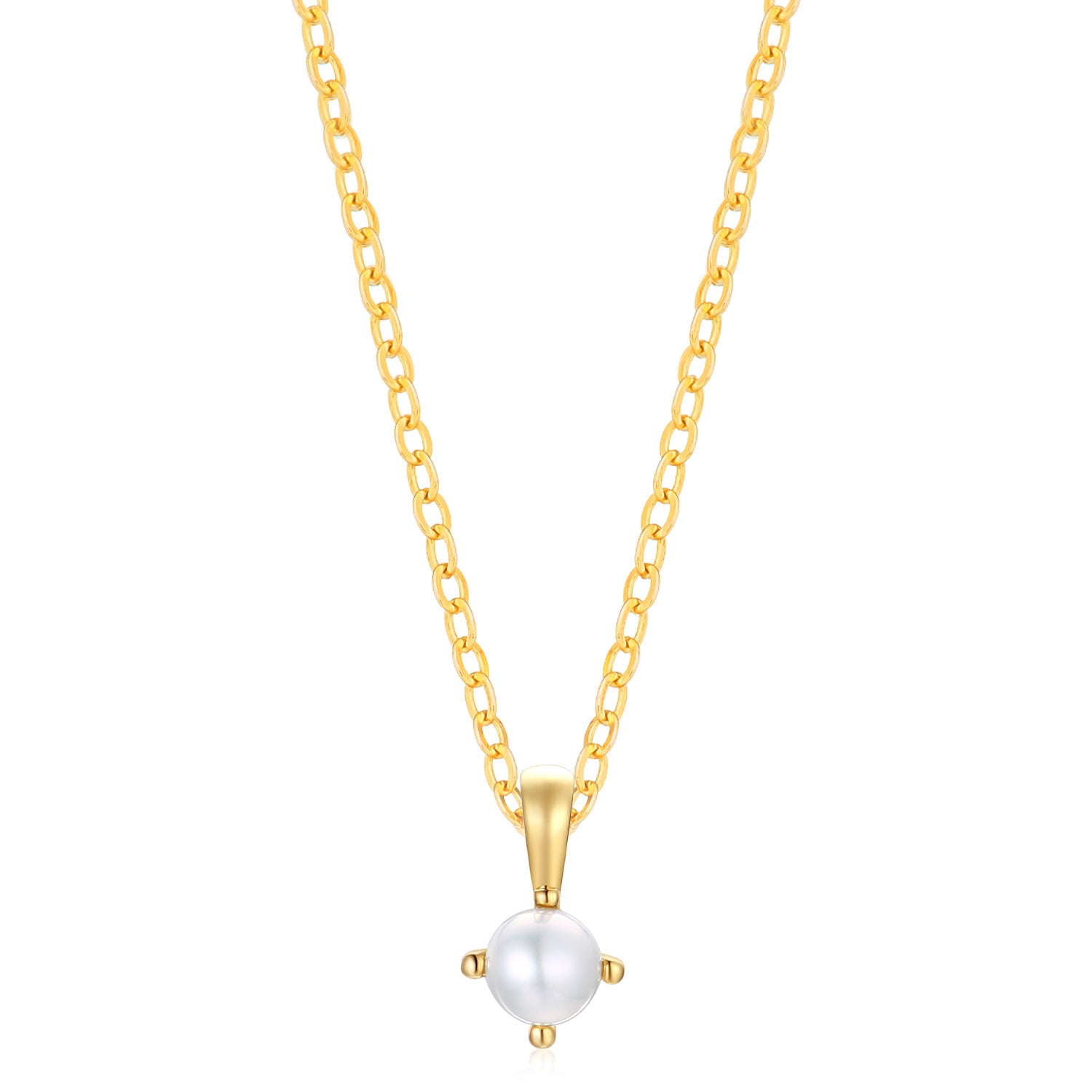9ct Yellow Gold Round Cut 3.5mm White Fresh Water Pearl June Pendant