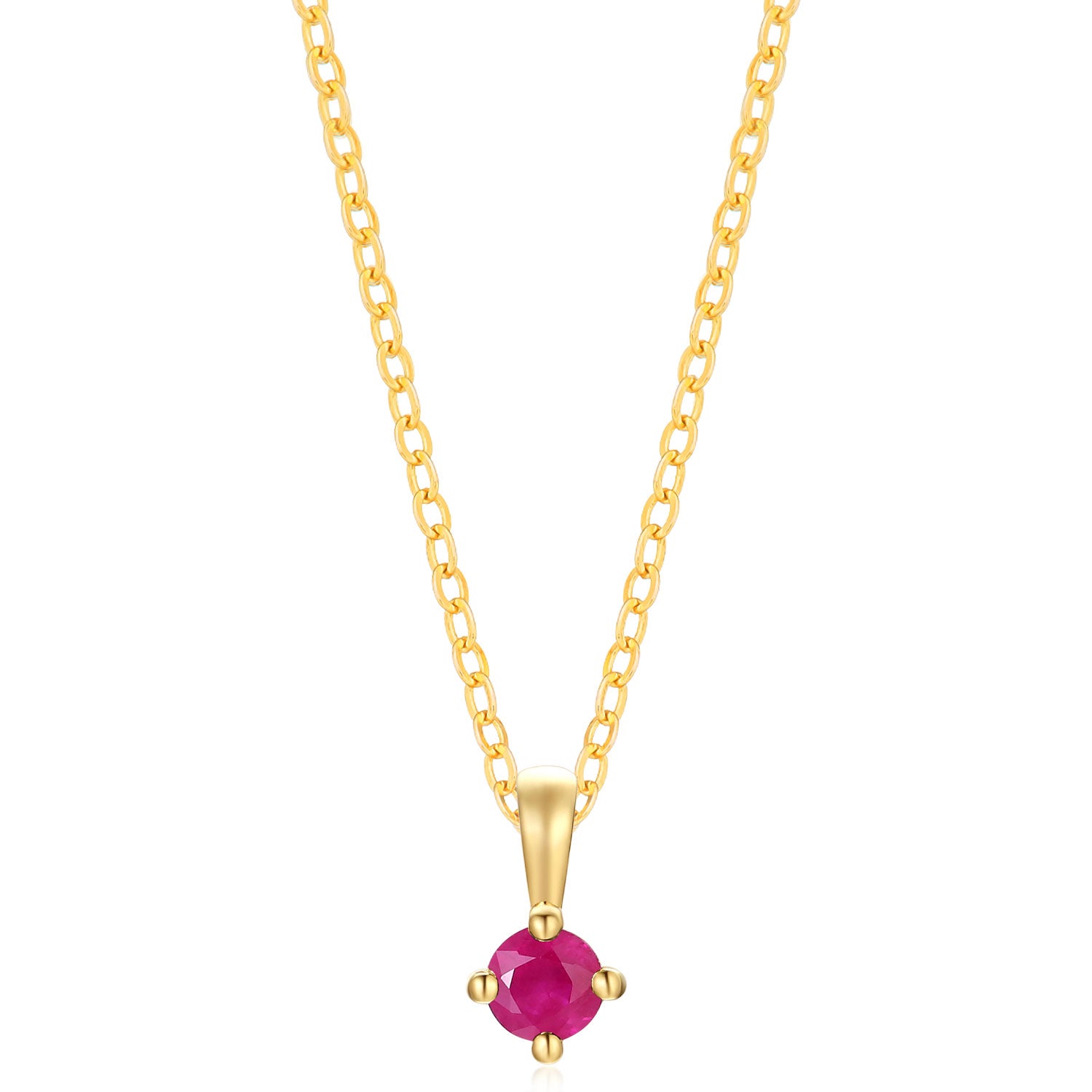 9ct Yellow Gold Round Cut 3.5mm Natural Ruby July Pendant