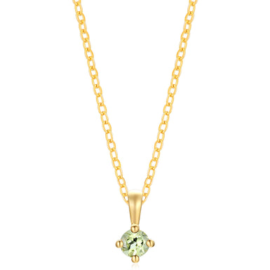 9ct Yellow Gold Round Cut 3.5 mm Peridot August Pendant