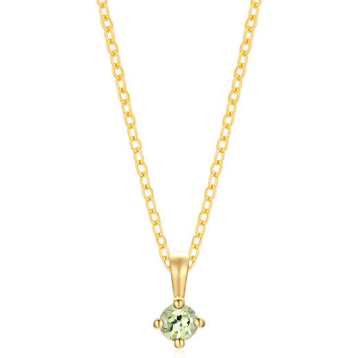 9ct Yellow Gold Round Cut 3.5 mm Peridot August Pendant