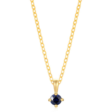 9ct Yellow Gold Round Cut 3.5 mm Sapphire September Pendant