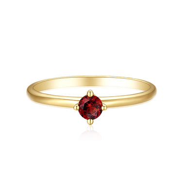 9ct Yellow Gold Round Cut 3.5mm Garnet January Birthstone Ring