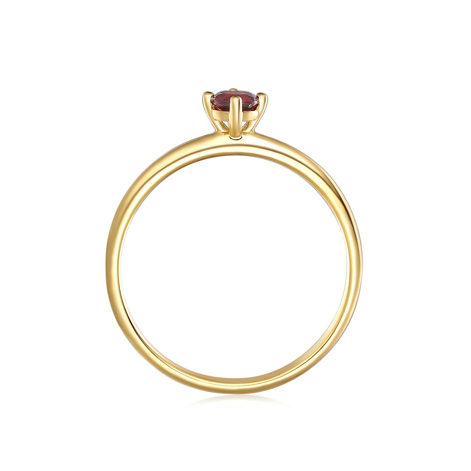 9ct Yellow Gold Round Cut 3.5mm Garnet January Birthstone Ring