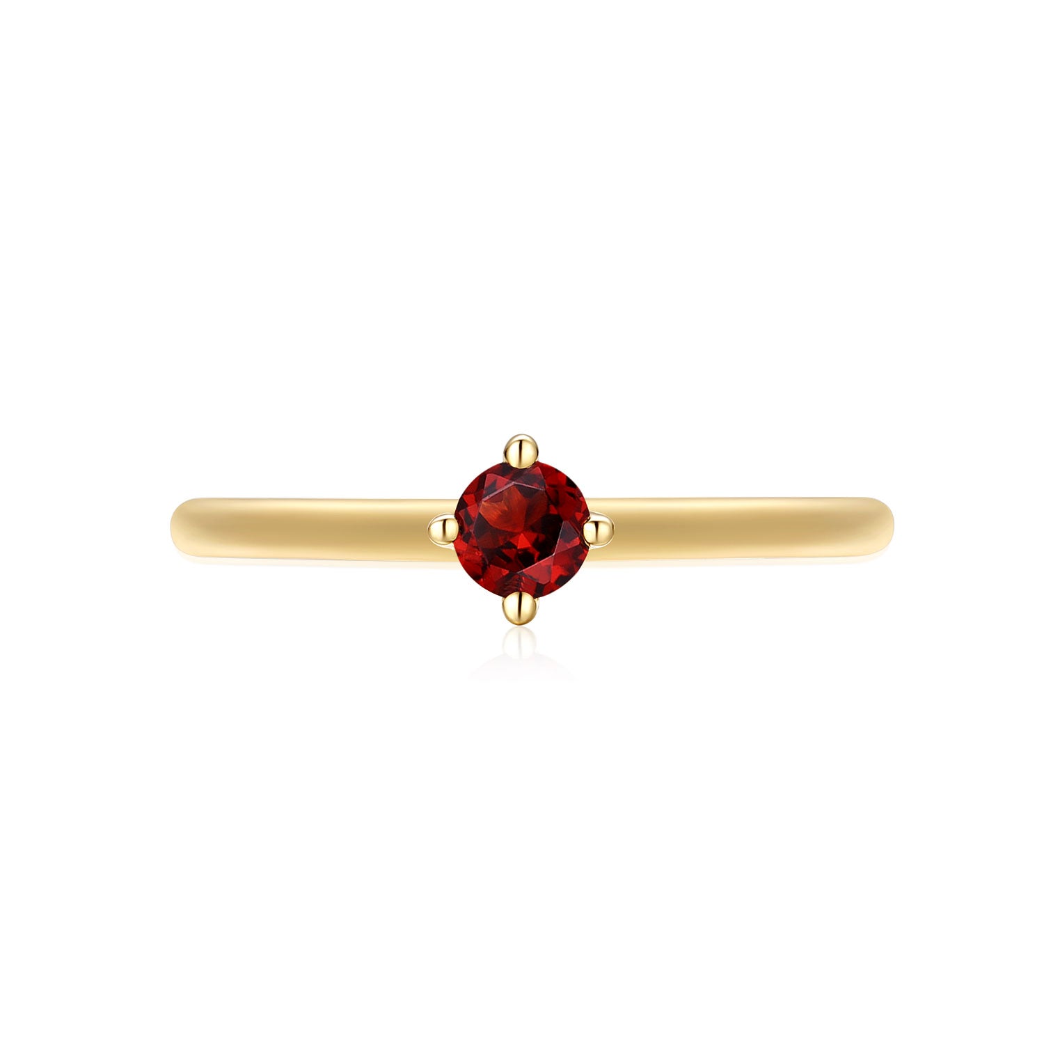 9ct Yellow Gold Round Cut 3.5mm Garnet January Birthstone Ring